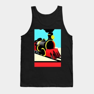 POPART COMIC STYLE RED AND BLACK STEAM TRAIN Tank Top